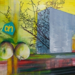 Shopping on the go, acrylverf en pastelkrijt op canvas, 130 x 85 cm, 2012